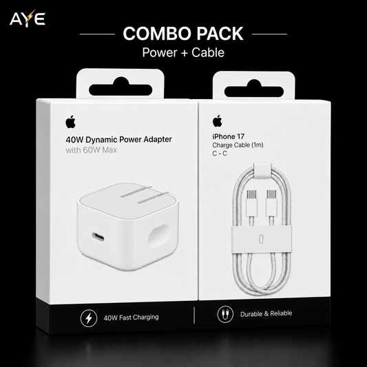 AYE Originals iPhone 17 Charging Combo – Power Adapter + Fast Charge Cable